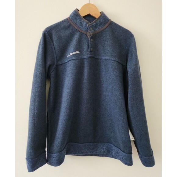 Eddie Bauer Mens Radiator Fleece Snap Front Pullover Navy Blue Mock Neck Size L - Picture 3 of 9